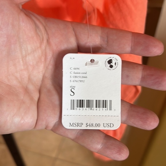 NWT Free People Denver Crop Tee Orange Coral Pullover Long Sleeve Top Size Small - Picture 8 of 9